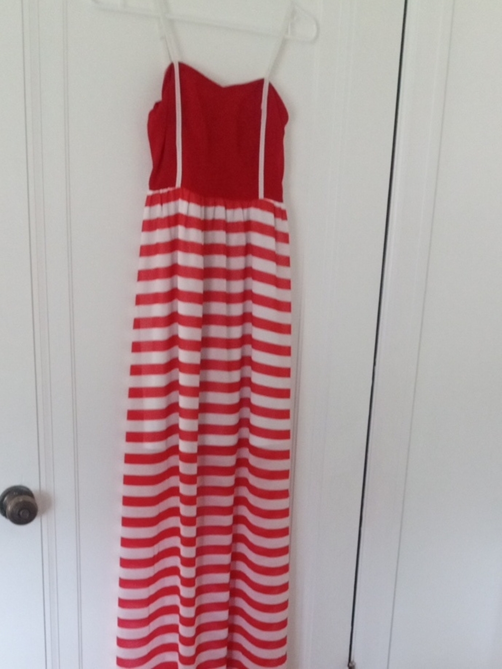NWOT Red and White Striped Maxi Dress women small, YA Los Angeles